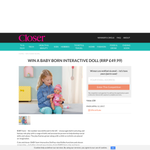 Win Baby Born Interactive Doll