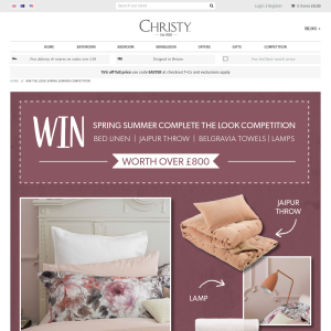 Win Bed Linen, Jaipur Throw, Belgravia Towels + Lamps worth £800+