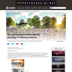 Win children and adults Alpine earplugs for festival season