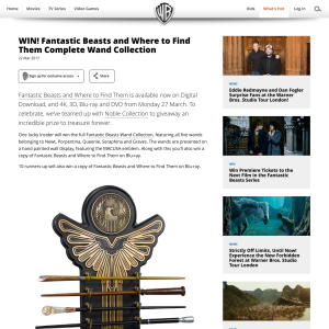 Win Fantastic Beasts and Where to Find Them Complete Wand Collection