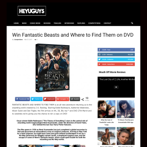 Win Fantastic Beasts and Where to Find Them on DVD
