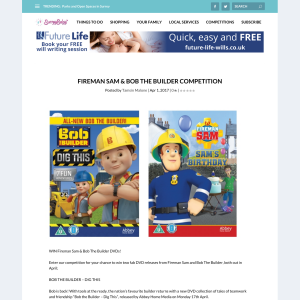 Win Fireman Sam + Bob The Builder DVDs