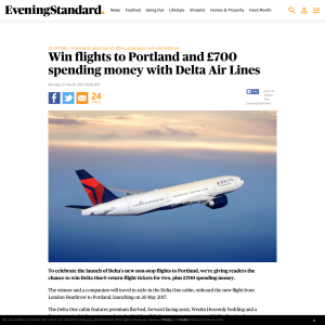 Win flights to Portland and £700 spending money with Delta Air Lines