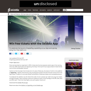 Win free tickets with the Skiddle App