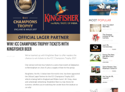 Win ICC Champions Trophy Tickets With Kingfisher Beer