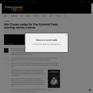 Win iTunes codes for The Pyramid Texts starring James Cosmo