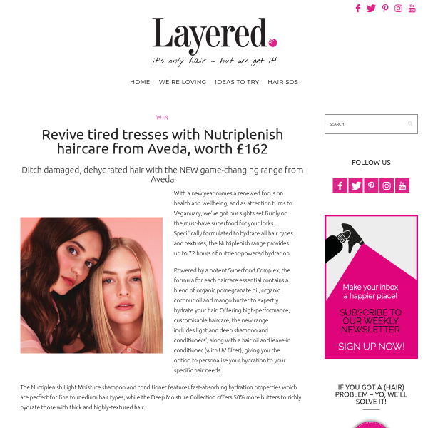 Win Nutriplenish haircare from Aveda