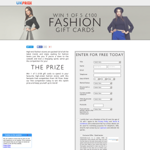 Win one of 5 £100 fashion gift cards