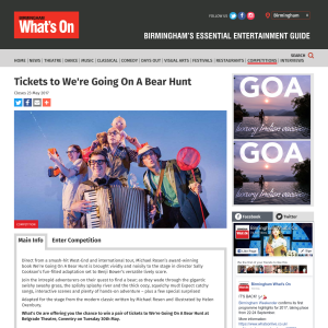 Win Pair of Tickets to We're Going On A Bear Hunt at Belgrade Theatre, Coventry