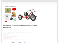 Win Sudocrem Play More My Little Adventure Kit and Schwinn Roadster Trike