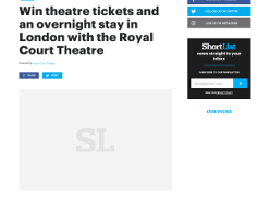 Win theatre tickets and an overnight stay in London with the Royal Court Theatre