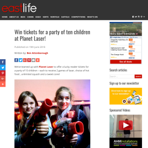 Win tickets for a party of ten children at Planet Laser