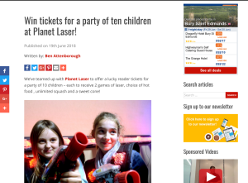 Win tickets for a party of ten children at Planet Laser