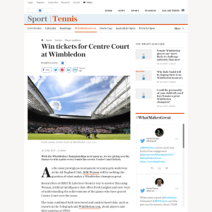 Win tickets for Centre Court at Wimbledon