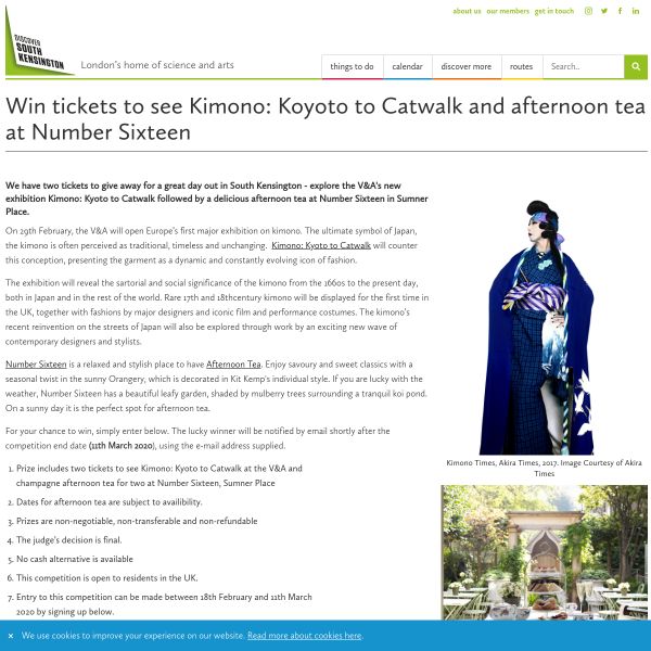 Win tickets to see Kimono: Koyoto to Catwalk and afternoon tea at Number Sixteen