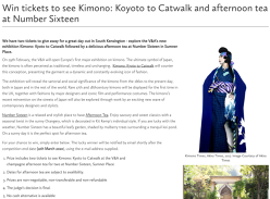 Win tickets to see Kimono: Koyoto to Catwalk and afternoon tea at Number Sixteen